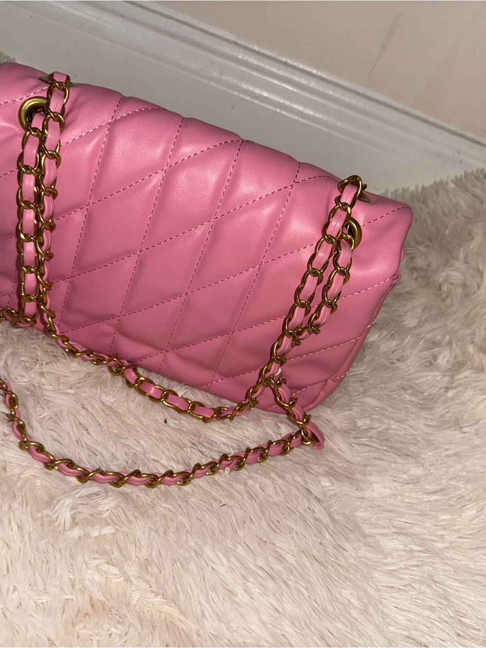 Coach Pink Quilted Shoulder Bag with Gold Hardware - Picture 3 of 3